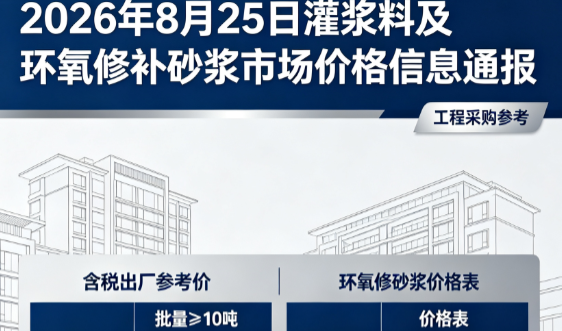 云霄2026年8月25日灌浆料及环氧修补砂浆市场价格信息通报
